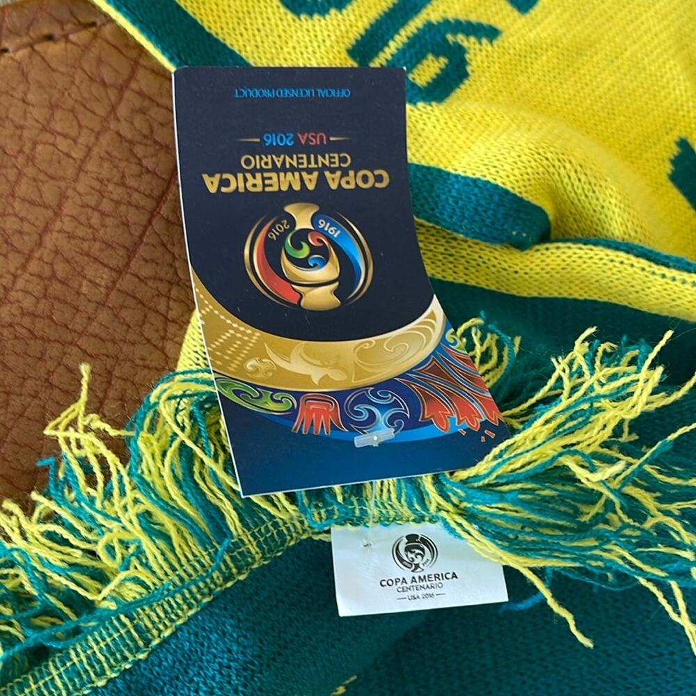 Brazil Copa America Centenario Scarf USA 2016  Soccer Collectibles Green Yellow - Picture 2 of 7